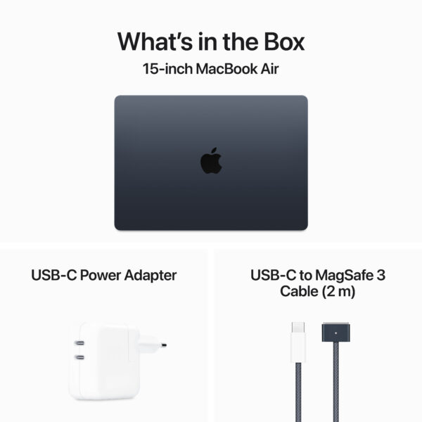 15-inch MacBook Air: Apple M3 chip with 8-core CPU and 10-core GPU, 8GB, 512GB SSD - Midnight(MRYV3B/A) - Image 9