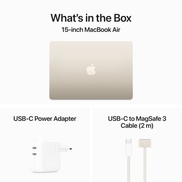 15-inch MacBook Air: Apple M3 chip with 8-core CPU and 10-core GPU, 8GB, 512GB SSD - Starlight(MRYT3B/A) - Image 9