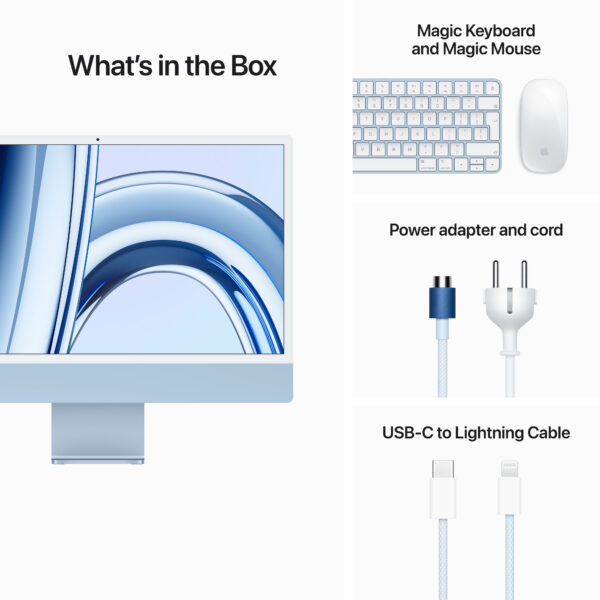 24-inch iMac with Retina 4.5K display: Apple M3 chip with 8-core CPU and 8-core GPU, 256GB SSD - Blue (MQRC3B/A) - Image 9