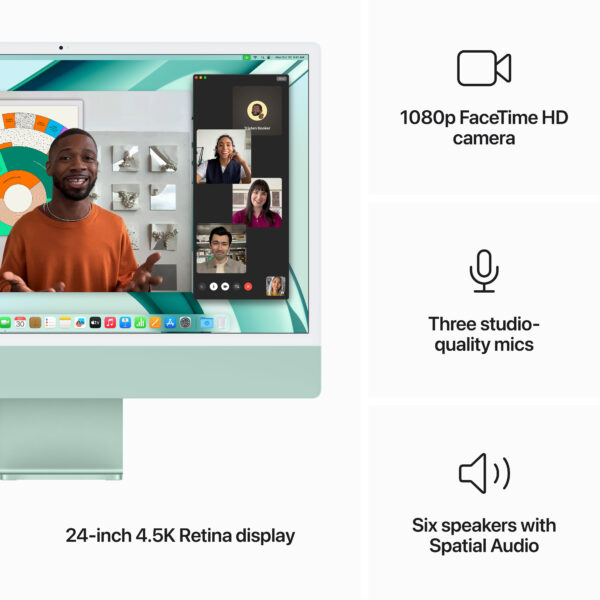 24-inch iMac with Retina 4.5K display: Apple M3 chip with 8-core CPU and 10-core GPU, 256GB SSD - Green (MQRN3B/A) - Image 5
