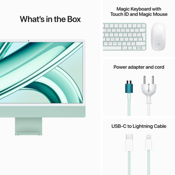 24-inch iMac with Retina 4.5K display: Apple M3 chip with 8-core CPU and 10-core GPU, 256GB SSD - Green (MQRN3B/A) - Image 9