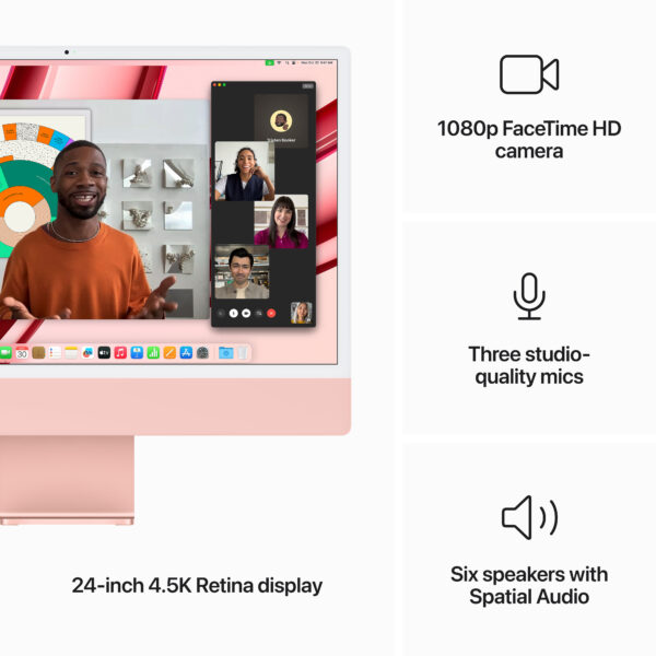 24-inch iMac with Retina 4.5K display: Apple M3 chip with 8-core CPU and 10-core GPU, 256GB SSD - Pink (MQRT3B/A) - Image 5