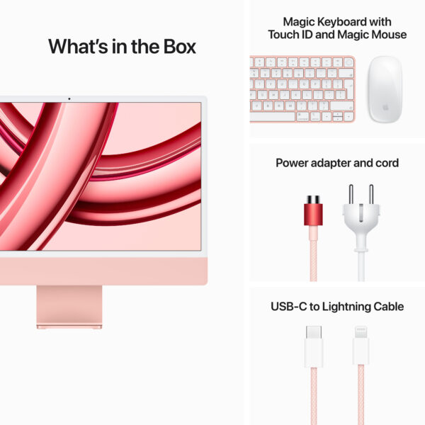24-inch iMac with Retina 4.5K display: Apple M3 chip with 8-core CPU and 10-core GPU, 256GB SSD - Pink (MQRT3B/A) - Image 9