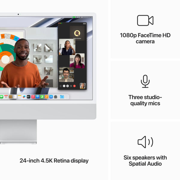 24-inch iMac with Retina 4.5K display: Apple M3 chip with 8-core CPU and 10-core GPU, 512GB SSD - Silver (MQRK3B/A) - Image 5