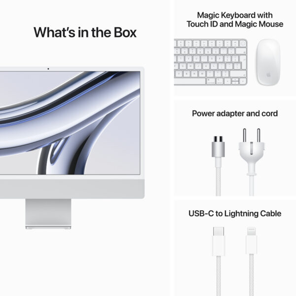 24-inch iMac with Retina 4.5K display: Apple M3 chip with 8-core CPU and 10-core GPU, 512GB SSD - Silver (MQRK3B/A) - Image 9