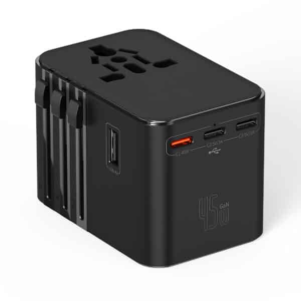 Universal 45W GaN USB-C Plug Adapter Black – Fast Charger for MacBook, iPad & iPhone
