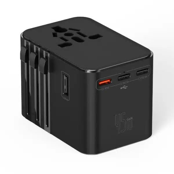 Universal 45W GaN USB-C Plug Adapter Black – Fast Charger for MacBook, iPad & iPhone