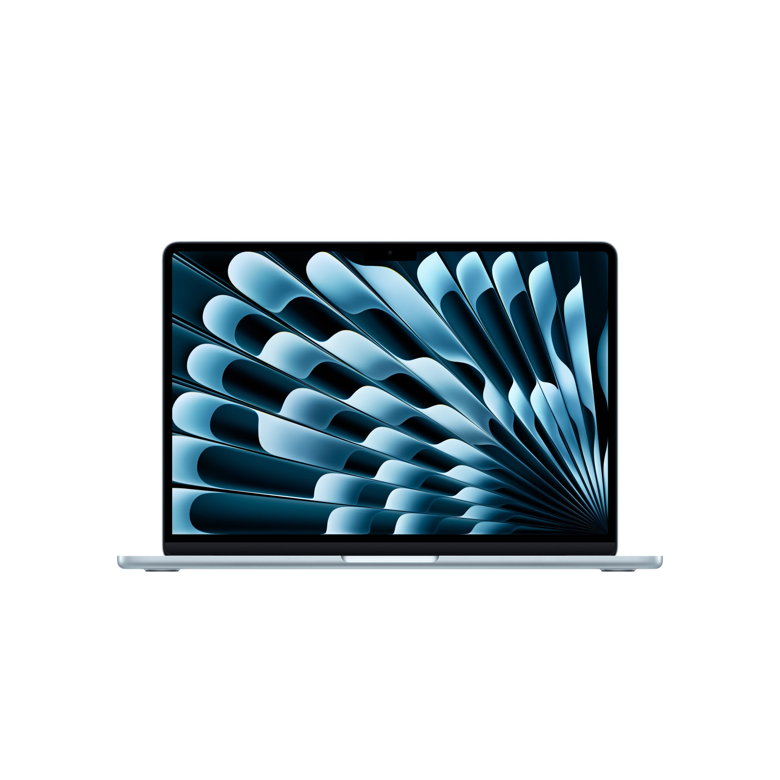 Sky Blue 13-inch MacBook Air with M5 chip, closed lid, on white background